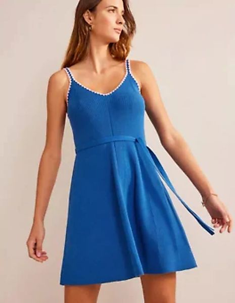 Kleid mit Rippstruktur und Häkelrand Damen Boden, Saphirblau günstig online kaufen