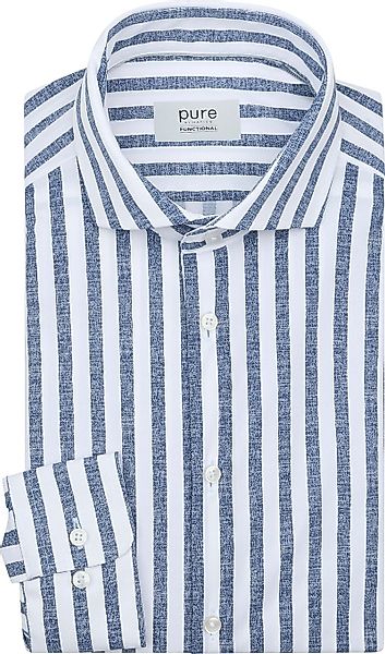 Pure Shirt Linen Optics Stripe Blau - Größe 42 günstig online kaufen