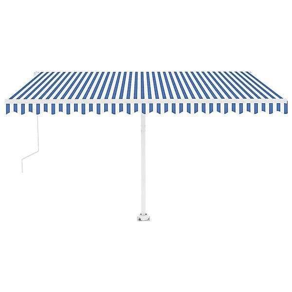 furnicato Standmarkise Automatisch 450x350 cm Blau/Weiß günstig online kaufen