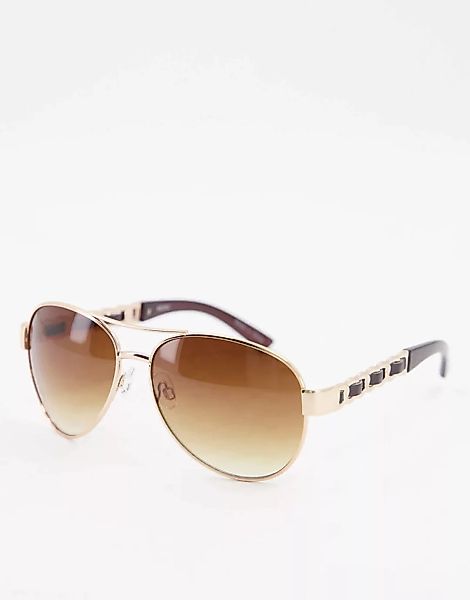 Accessorize – Sonnenbrille in goldfarben mit braunen Gläsern und auffällige günstig online kaufen