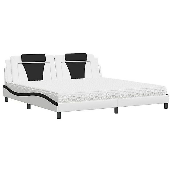 vidaXL Bettgestell, Bett mit Matratze Weiß und Schwarz 200x200 cm Kunstlede günstig online kaufen