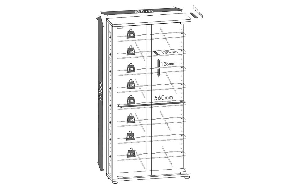 Vitrine  Lumo ¦ holzfarben ¦ Maße (cm): B: 59 H: 113 T: 18.0 Schränke > Vit günstig online kaufen