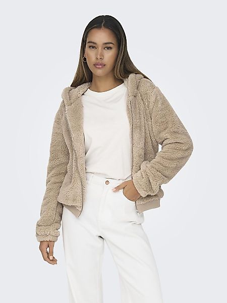 ONLY Blouson Teddyfell Kapuze Kurz Reißverschluss günstig online kaufen