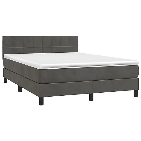vidaXL Boxspringbett mit Matratze & LED Dunkelgrau 140x200 cm Samt 3134406 günstig online kaufen