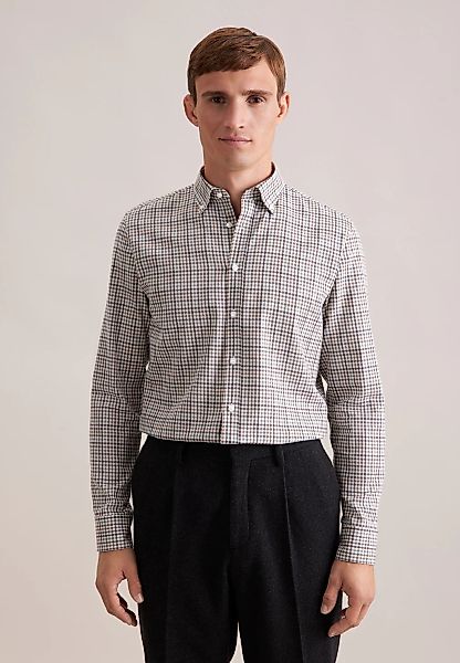 seidensticker Flanellhemd "Schwarze Rose" Slim 1/1 Button-Down-Kragen Karo günstig online kaufen