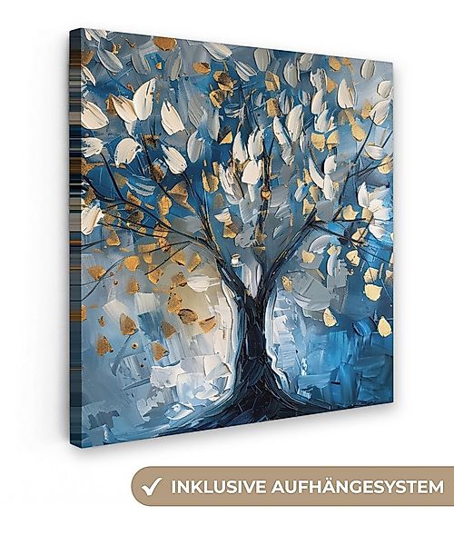 OneMillionCanvasses® Leinwandbild Baum - Blau - Gold - Abstrakt - Modern, F günstig online kaufen