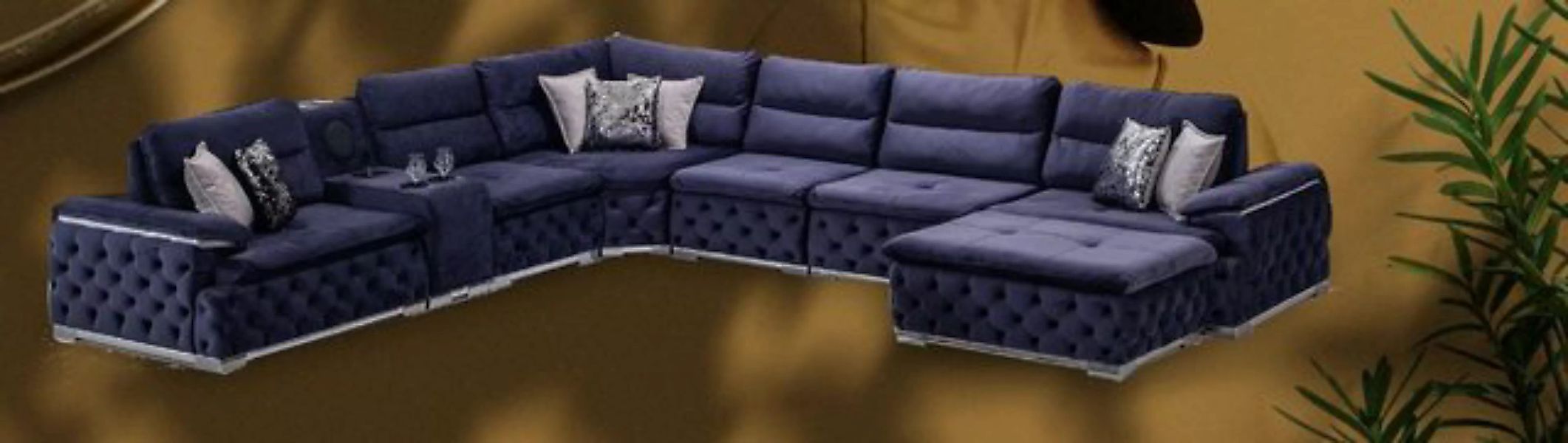 JVmoebel Ecksofa Ecksofa U-Form Chesterfield Sofa Couch Wohnzimmer Möbel günstig online kaufen