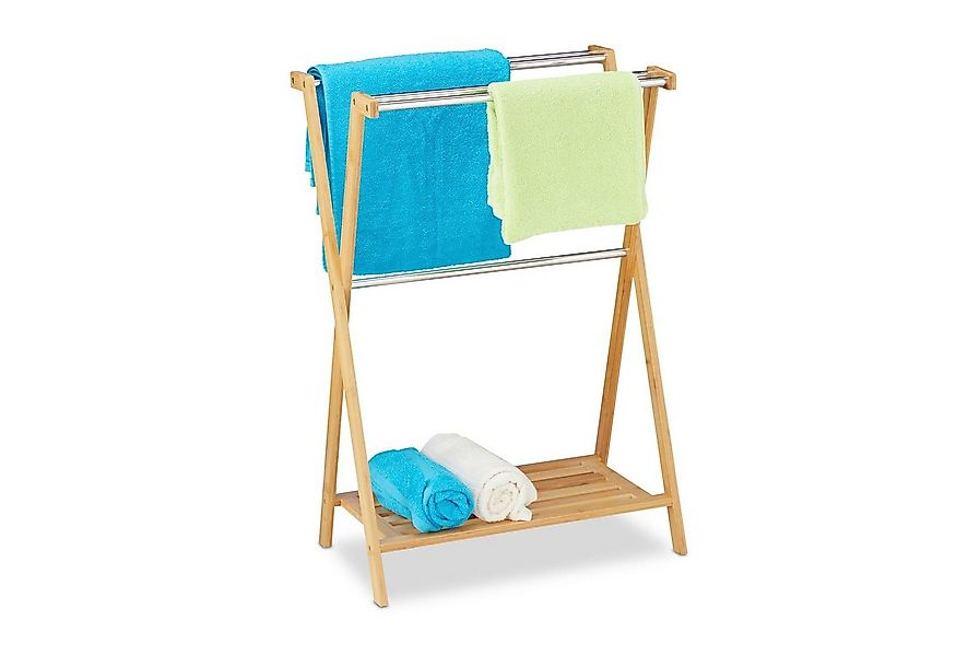 relaxdays Handtuchständer Handtuchhalter stehend Bambus günstig online kaufen