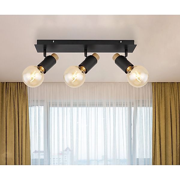 Globo Strahler Matti 3-flammig Schwarz matt 485 x 80 x 145 mm günstig online kaufen