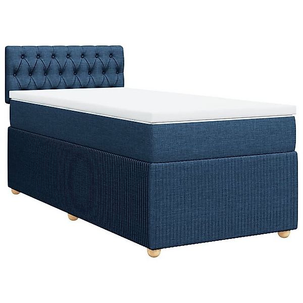 vidaXL Bett Boxspringbett mit Matratze Blau 90x200 cm Stoff günstig online kaufen