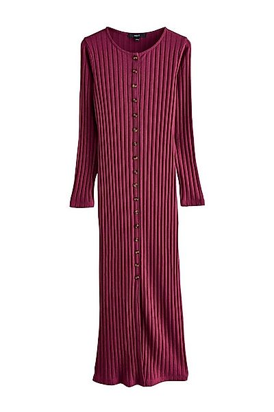 Next Midikleid Geknöpftes, geripptes Midikleid mit langen Ärmeln (1-tlg) günstig online kaufen