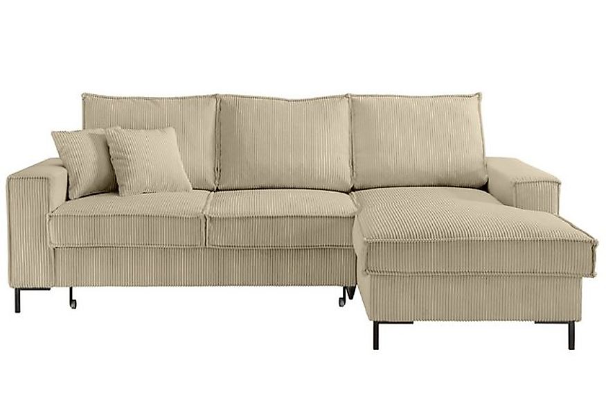 luma-home Ecksofa 17220, mit Bettfunktion und Bettkasten 240x150 cm, Wellen günstig online kaufen