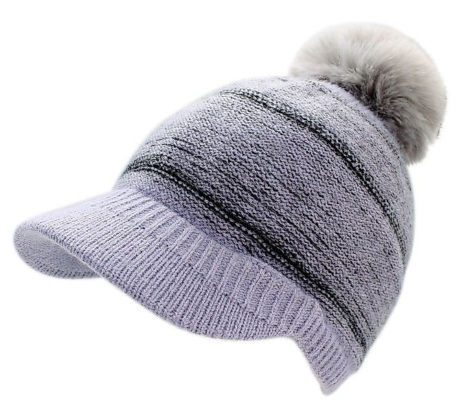 dy_mode Strickmütze Damen Schirmmütze Gefüttert zweifarbige Strickmütze mit günstig online kaufen