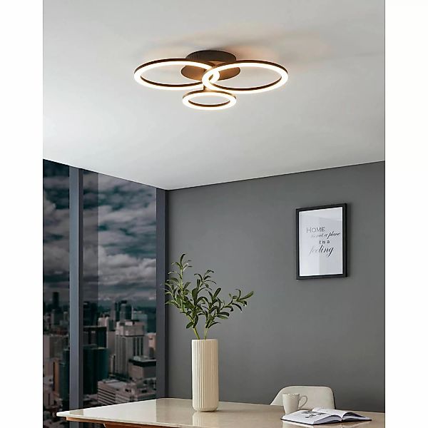 Eglo LED-Deckenleuchte Parrapos-Z 54,5 cm x 44,5 cm Weiß Schwarz günstig online kaufen