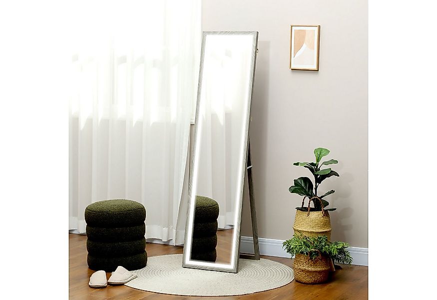 HOMCOM Standspiegel Ganzkörperspiegel 40 x 160 cm mit LED-Lichte, 3 Lichtfa günstig online kaufen