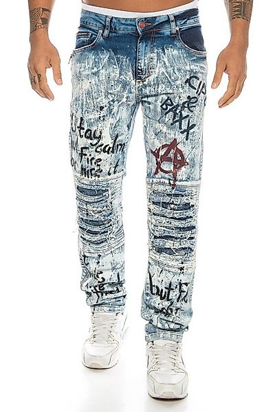 Cipo & Baxx Slim-fit-Jeans Herren Jeans Hose mit coolen Graffiti Punk Print günstig online kaufen