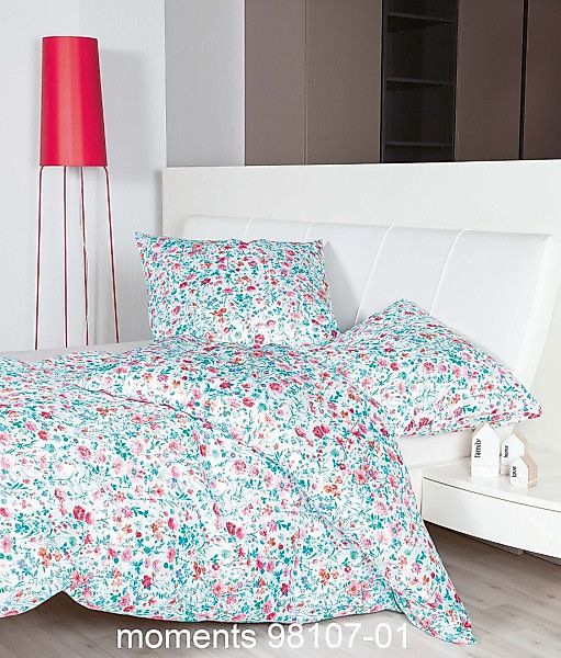 Janine Janine Mako-Satin Bettwäsche moments 98107 rosa mint Größe:  155x200 günstig online kaufen