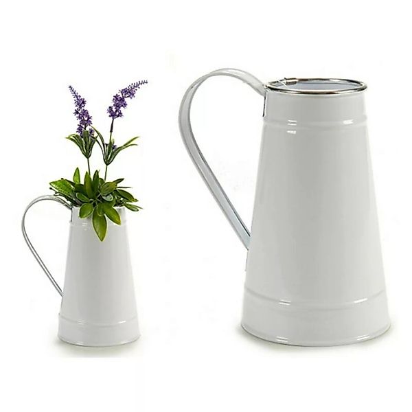 Blumentopf Kanne Weiß Metall (11,5 X 18,5 X 17 Cm) günstig online kaufen