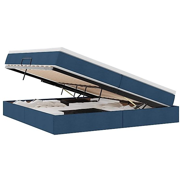vidaXL Stauraumbett mit Matratze Blau 200 x 200 cm Polyester 3370253 günstig online kaufen