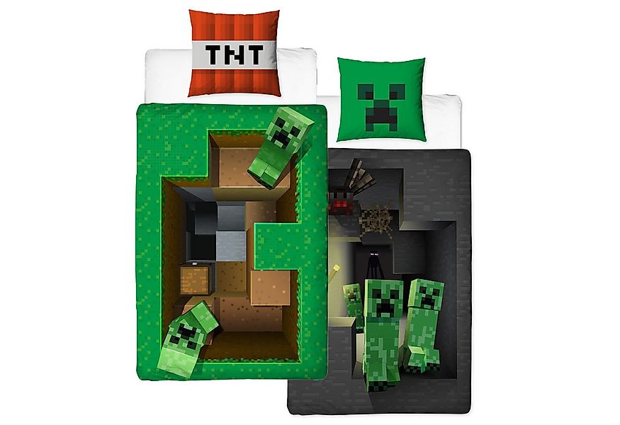 Familando Kinderbettwäsche Minecraft "Base" 135x200 + 80x80cm Gamingbettwäs günstig online kaufen
