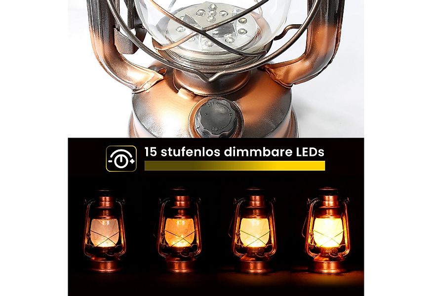 EAXUS LED Laterne Kupferfarbene Sturmlaterne im Design einer Öllampe - Dimm günstig online kaufen