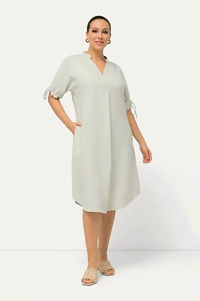 Ulla Popken Jerseykleid Minikleid Krepp Oversized V-Ausschnitt Halbarm günstig online kaufen
