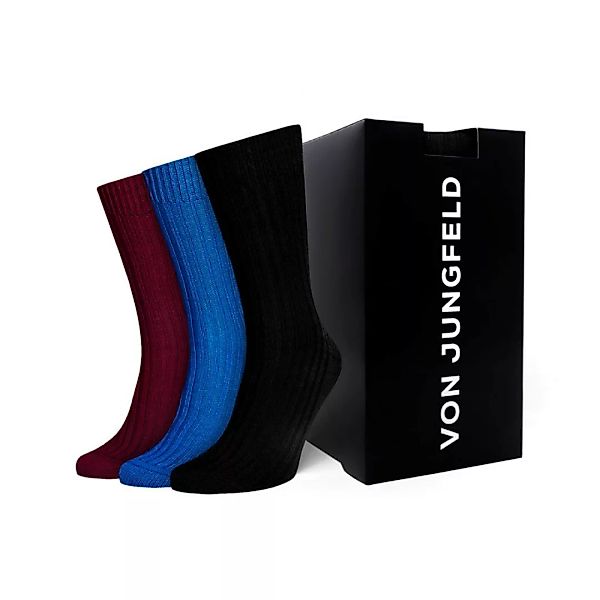 Von Jungfeld 3-er Set Socken Bordeaux, Blau & Schwarz günstig online kaufen