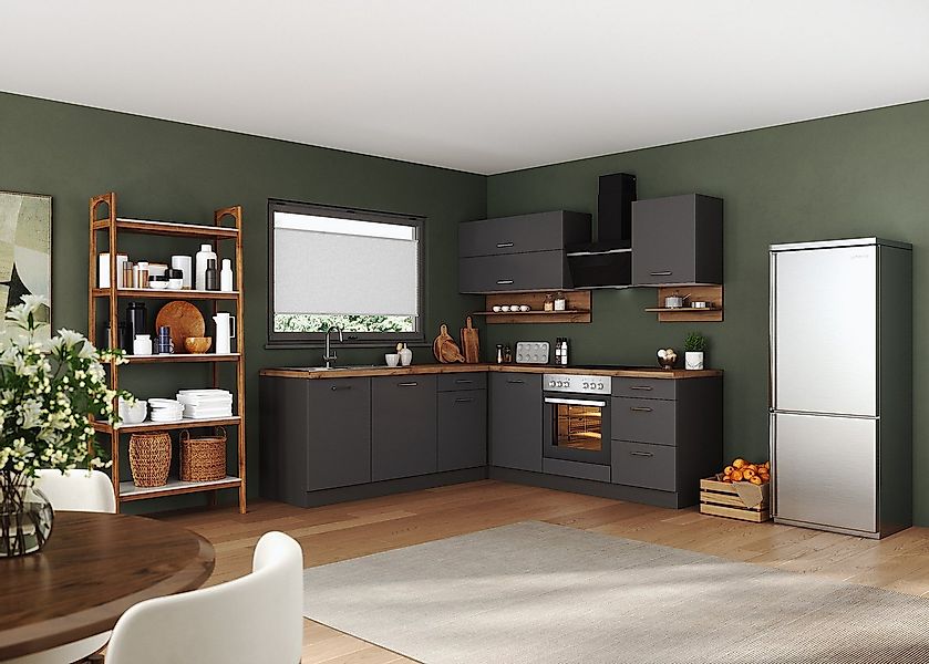 KOCHSTATION Winkelküche KS-Milan, Stellbreite 220/220 cm, viel Stauraum, wa günstig online kaufen