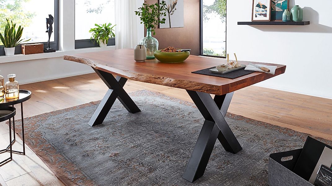 Massivart® Baumkantentisch TOMASO / Massivholz Akazie günstig online kaufen