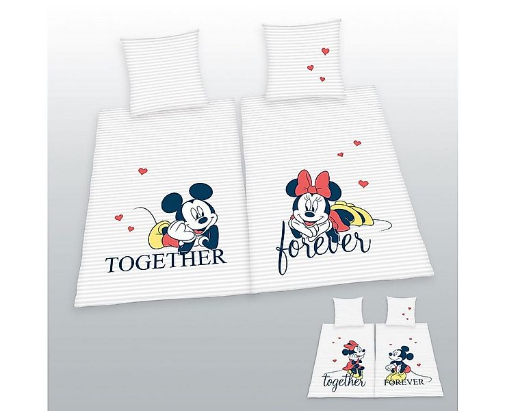 Herding Bettwäsche 4 tlg. Partnerbettwäsche Wende Bettwäsche Minnie Micky B günstig online kaufen