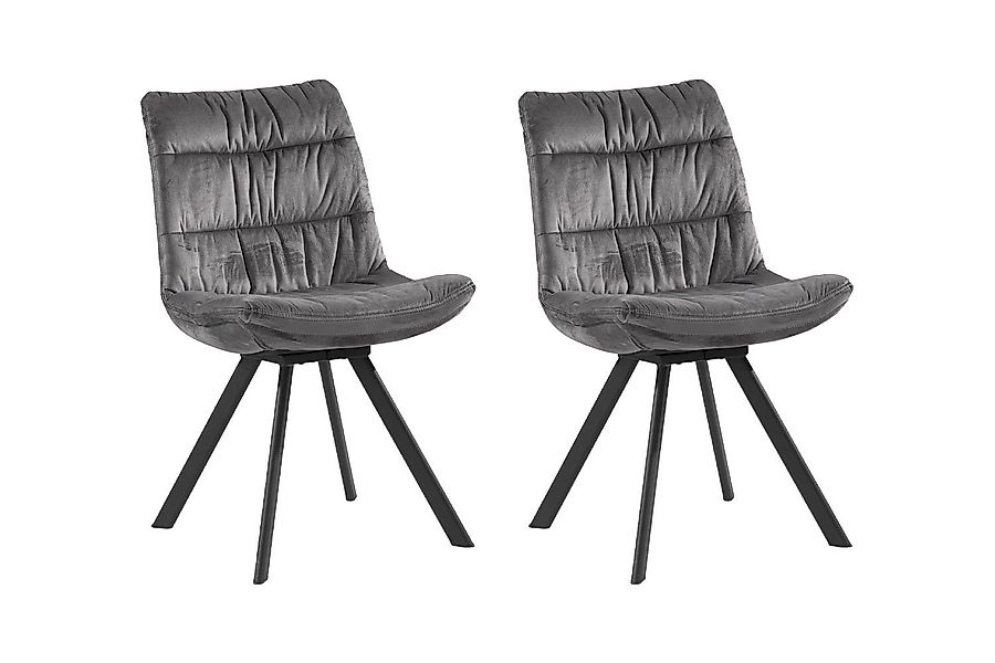 Home4You Polsterstuhl, 2er Set, Grau, Samt, günstig online kaufen