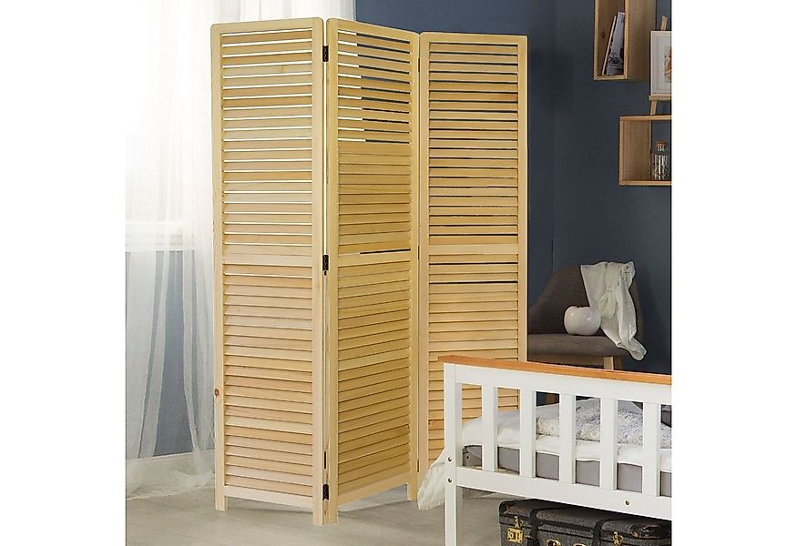 Homestyle4u Paravent Raumteiler Holz Trennwand natur Lamellen Sichtschutz I günstig online kaufen