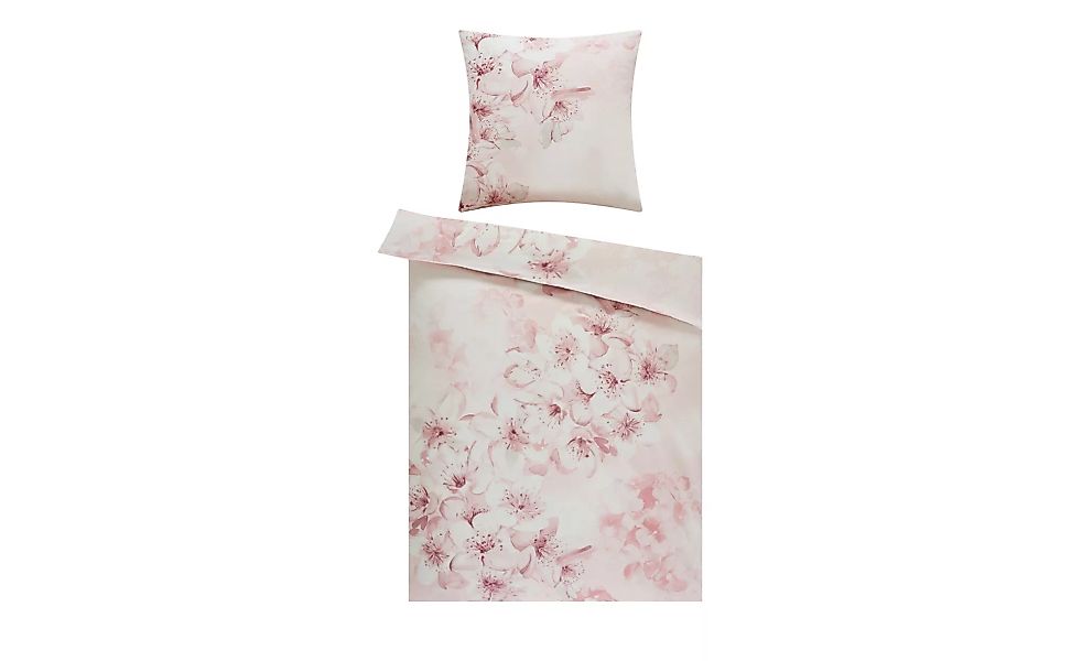 AURO Satin Bettwäsche  Kirschblüte - rosa/pink - 100% Baumwolle - 135 cm - günstig online kaufen