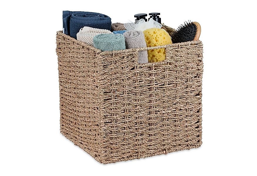 relaxdays Regalkorb Geflochtener Aufbewahrungskorb Seegras günstig online kaufen