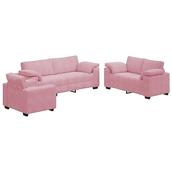 vidaXL Sofa 3-tlg. Sofagarnitur mit Kissen Rosa Samt günstig online kaufen