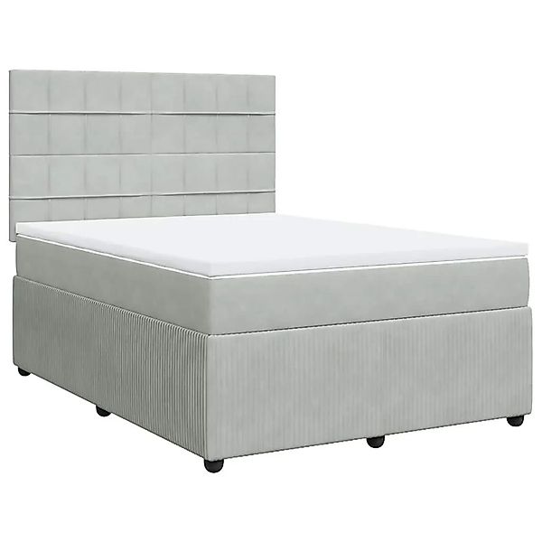 vidaXL Boxspringbett mit Matratze Hellgrau 140x200 cm Samt 3294658 günstig online kaufen