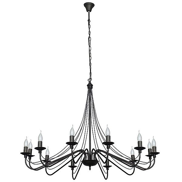 Licht-Erlebnisse Kronleuchter Schwarz 85 cm Breit Metall 12x E14 günstig online kaufen