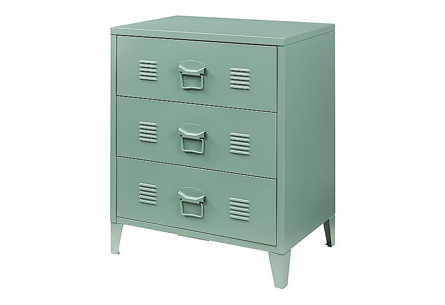 en.casa Mehrzweckschrank »Hämeenlinna« mit 3 Schubladen Stahl Mattgrün günstig online kaufen