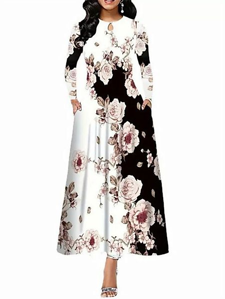 RUZU UG Abendkleid bedruckte Taschen,großer Swingrock, Übergröße, langer Ro günstig online kaufen
