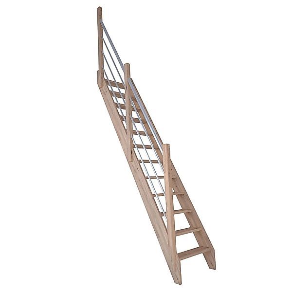 StarWood Treppe Eiche 3000 Holz-Edelstahl-Geländer Links FSC® günstig online kaufen