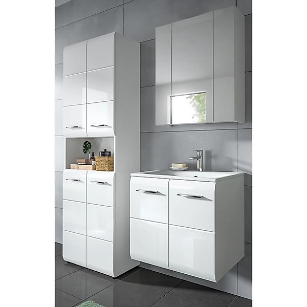 Inn.Furn Badmöbel-Set 3-teilig 135 cm in Weiß Hochglanz Cover günstig online kaufen