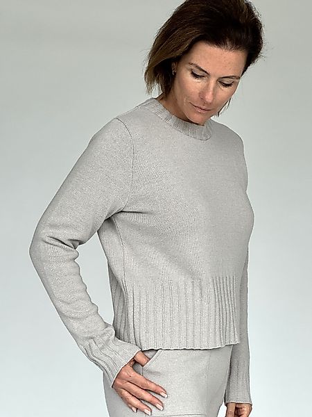 Zuckerwatte Rundhalspullover mit Rippstrickdetails, aus weicher günstig online kaufen