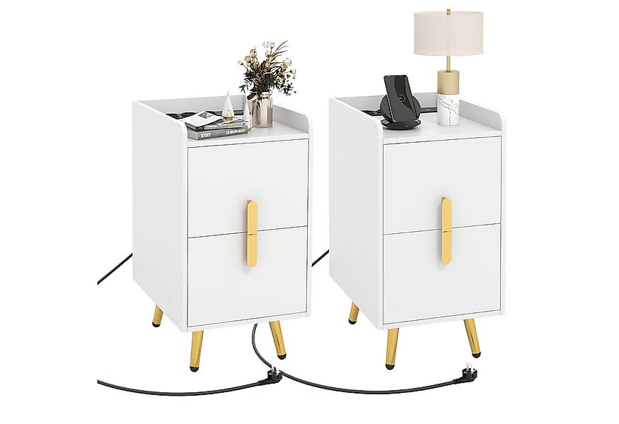 COSTWAY Nachttisch (2-St), mit Ladestation & USB-Anschlüssen & Schubladen günstig online kaufen