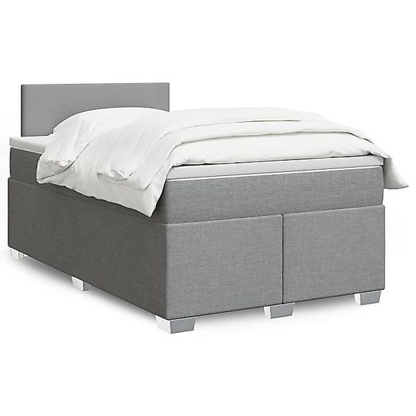 vidaXL Boxspringbett, Boxspringbett mit Matratze Hellgrau 120x190 cm Stoff günstig online kaufen