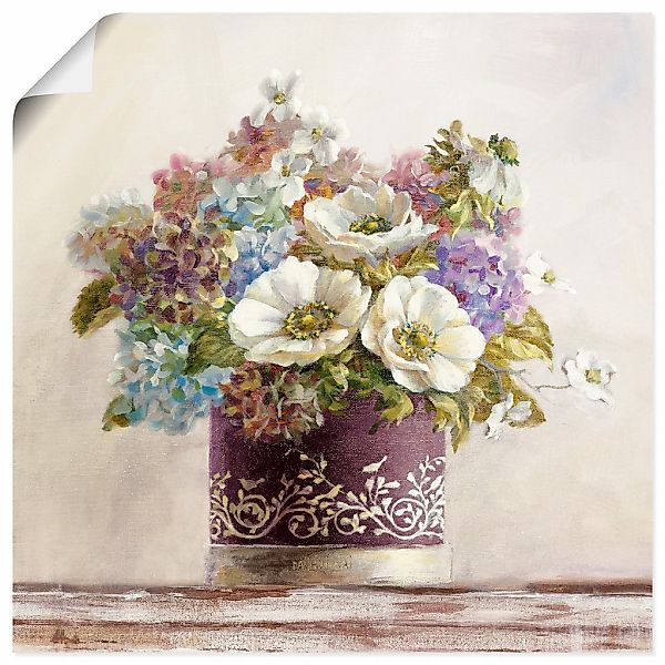 Artland Wandbild "Anemonen in Auberginer Hutschachtel" Blumen & Gärten 1 St günstig online kaufen