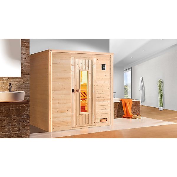 Weka Massivholzsauna Bergen 1.8 Sparset 5,4 kW Kompakt Glastür günstig online kaufen