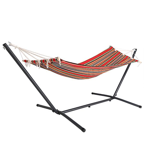 Hängematte mit Metallgestell Rot-Bunt 200 x 80cm günstig online kaufen