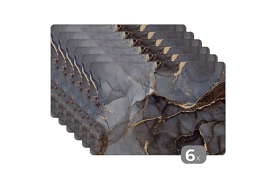 MuchoWow Platzset Marmoroptik/print - Gold - Grau, (6-St), Platzsets, Tisch günstig online kaufen