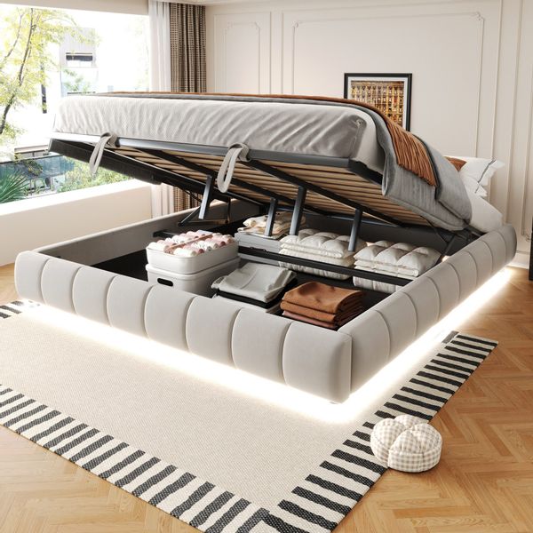 STILVORA Polsterbett 180x200 Doppelbett mit LED&Stauraum,Jugendbett günstig online kaufen