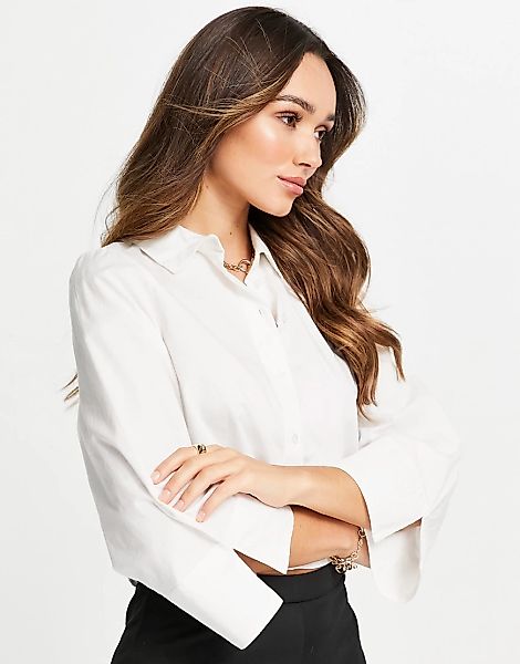 Vero Moda – FRSH – Kurz geschnittenes Hemd in Weiß mit weiten Ärmeln günstig online kaufen